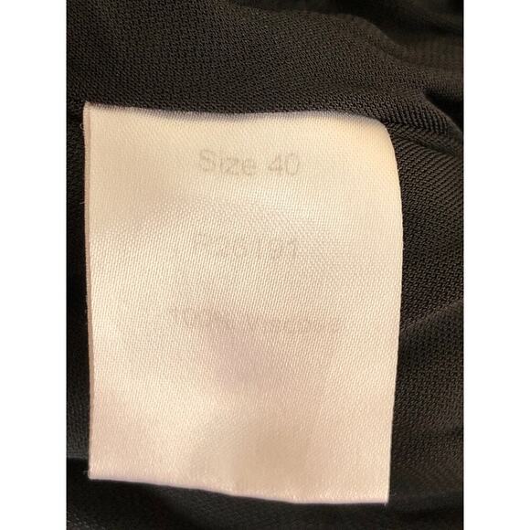 Atlein Dress Long Sleeve Side Ruched Asymmetrical Hem Midi Faux Wrap Black Large - Picture 6 of 8